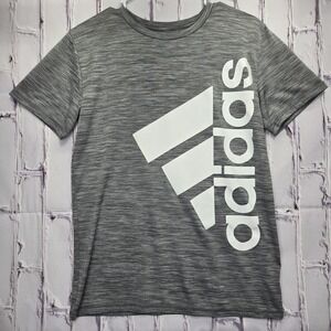 Adidas Climalite Short Sleeve Shirt Youth Sz Large (14-16) Gray Graphic Logo